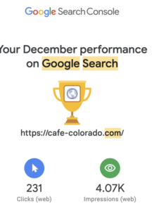 cafe-colorado Google Search performance trophy, December 22
